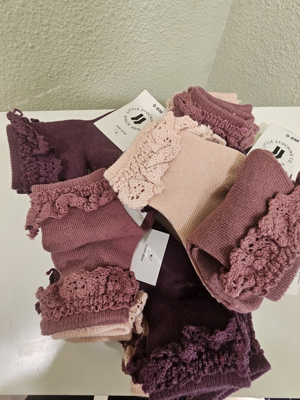 Kids Ruffle Midi Socks - (0-6M) 6 Packs Of 3 Each, Brand New - Picture 7 of 7